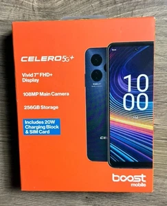 Boost Mobile prepagato Celero 5G+ 5G Plus 108MP 256GB 2,5GHz - grande schermo FHD da 7" - Foto 1 di 2