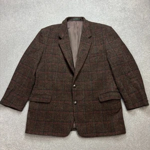Harris Tweed Jacket Adult 46R Brown Windowpane Country Hunting Blazer Men - Picture 1 of 16