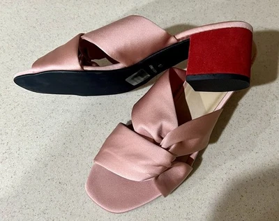 Sundance Satin Twist Block‑Heel Tranquil Shades Mules Rosa Made in Italy •  NIB - Image 1 of 4