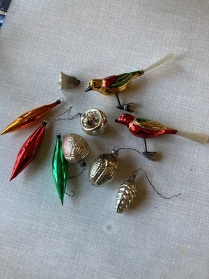 Christbaumschmuck (alt) - Konvolut - 10-teilig - 1960er - Vogel - Tannenzapfen  - Bild 1 von 4