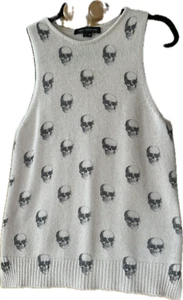 Skull Cashmere Sleeveless Sweater Tan Size Small - Picture 1 of 6