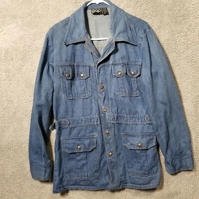 De Colección Años 80 Gap Mujer Denim Botón Tareas Chaqueta Forrada Utilidad Ropa de Trabajo Bolsillos XL Foto 1 de 4