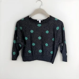 Autumn Cashmere Black & Green Shimmer Dotted Sweater - Picture 1 of 6