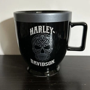 Harley Davidson Skull Coffee Mug Cup Black & Silver Ceramic Large 16 oz 2017 - Picture 1 of 4