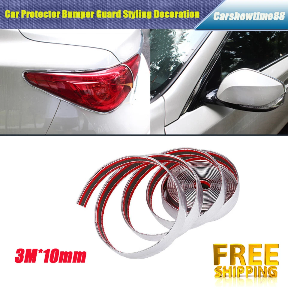 3M 10mm Universal Chrome DIY Moulding Trim Strip For Window Bumper Grille Silver — 第 1/4 张图片