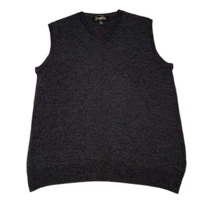 Pronto Uomo Sz L 100% Extra Fine Merino Wool V Neck sweater vest dark grey - Picture 1 of 5