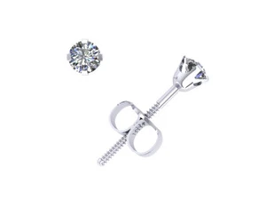 Genuine 0.15Carat Round Cut Diamond Stud Earrings 14k Gold 4Prong H SI ScrewBack - Picture 1 of 3