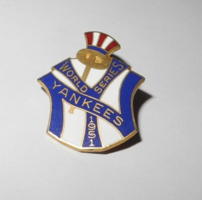 1951 Baseball New York Yankees World Series Media Press Pin Charm Button Pinback - Image 1 of 2
