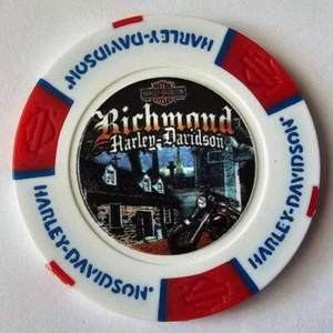 RICHMOND HARLEY-DAVIDSON (VA) Full Color White/Red/Blue Poker Chip - Bild 1 von 2