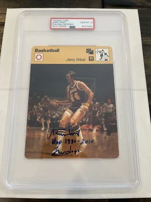 Autographed Jerry West Signed 1977 Sportscaster Card Lakers Logo PSA/DNA AUTO 10 - Image 1 of 4