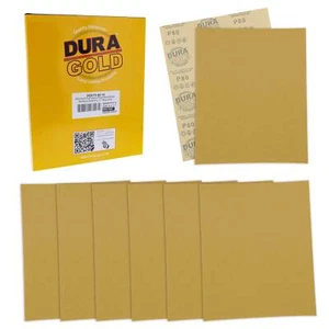 Dura-Gold Sandpaper, 80 Grit, 10 - Full Size 9" x 11" Sheets, Use On Sanders - Picture 1 of 5