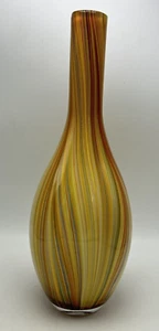 Vintage Art Glass Vase 15” Yellow Gold Multi-Colored Swirls MCM Estate - Picture 1 of 17