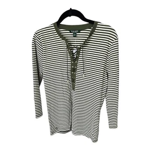 Lauren Ralph Lauren Top Pullover Womens L Long Sleeve Cotton Knit Jersey New - Picture 1 of 18