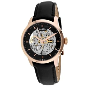New Fossil ME3084 Men Round Silver-Black Dial Leather Band Automatic Sport Watch - Picture 1 of 3