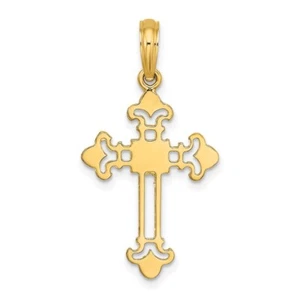 14K Yellow Gold Cross w/ Spade Shape Design On Edges Pendant - Picture 1 of 5
