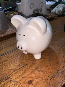 Vintage Piggy Piggybank White Porcelain Some Crazing Cute - Picture 1 of 6