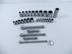 Vintage Craftsman =V= 32 Pc 1/2" 3/8" 1/4" Drive 12pt 6pt Socket Extension Set - Bild 1 von 24
