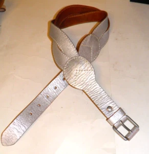 Linea Pelle Size Small Belt Metallic Silver Wide Leather Woven Women's 27-31" - Picture 1 of 6