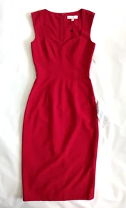 Neu mit Etikett Kleid The Population Nordstrom XS Elle Etui Midi Herzausschnitt Dress Granat - Bild 1 von 9