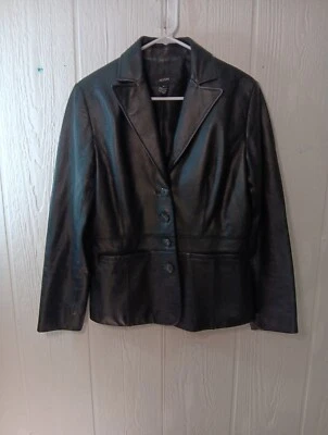 Куртка блейзер Alfani кожаная женская M черная аллигатор крокодиловая с тиснением на пуговицах  - Изображение 1 из 4