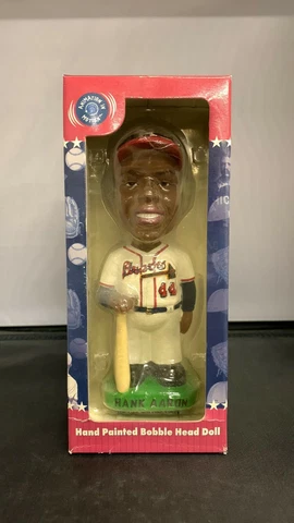Bobble Dobbles Genuine Hand Painted Bobble Head Doll Hall of Fame Hank Aaron NIP Cover