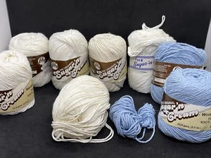 Lily Sugar 'n Cream 100% Cotton Yarn 2.5 oz Light Blue/Ecru/Eggshell - 8+ Skeins - Picture 1 of 5