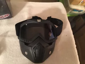 Outlaw 50 Nemesis Vintage Face Mask w Detachable Motorcycle Goggles & UV 400Lens - Foto 1 di 12