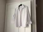 amerento white stipe blouse 3/4 sleeves buttons at front nice on . used.
