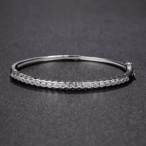 2.2ct 3MM D Color Moissanite Cuff Bracelet Bangle Women Girl 925 Sterling Silver - Picture 1 of 11