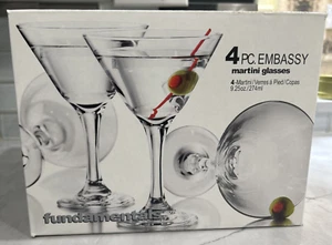 4 Pc Fundamentals martini glasses 9.25oz./274ml - Picture 1 of 4