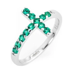 Anello AMEN in argento sterling con croce e cristalli fucsia, gioielli da donna - Foto 1 di 3