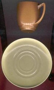 Branksome Ceramics England Cup Saucer Matte Brown Yellow Vintage Tableware - Picture 1 of 2