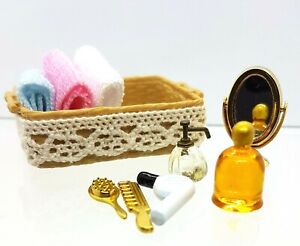 Doll House Accessories 1:12th Miniature - 1 x Bathroom Basket full of Goodies