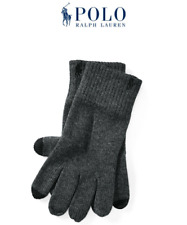 Ralph Lauren Polo TOUCH Screen Gloves Grey Wool Logo Warm Winter Genuine SALE!