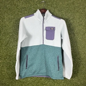 LL Bean Sweater Womens Small Fleece Teal Pullover Half Zip - Picture 1 of 9