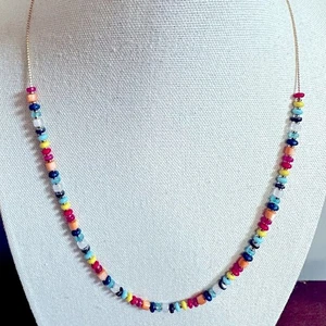 LOFT Mehrfarbige Perlen Halskette Regenbogen Bunt Perlen Schmuck Preppy 19" -21 - Bild 1 von 7