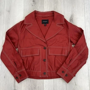 Banana Republic Red Clay Contrast Cropped Twill Jacket Women's Size Small NWT - Picture 1 of 8