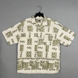 ONeill Shirt Mens XL Green Floral Canvas Geometric Hawaiian Vacation Dad Camp - Picture 1 of 12