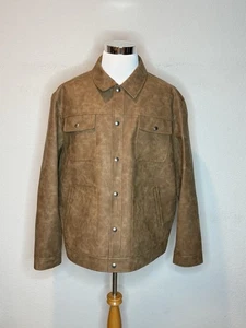 Banana Republic Herren Vegan Leder Druckknopf Jacke Braun Größe XXL - Bild 1 von 8