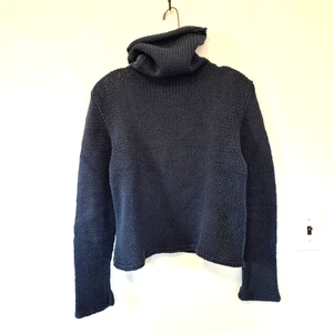 Kinetic Knits Med Made in Canada 100% Baumwolle blau Strick Rollkragen Pullover kastig - Bild 1 von 11
