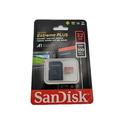 New Sealed SanDisk Extreme PLUS 32GB microSDHC UHS-I V30 A1 Class 10 4K UHD Card - Image 1 of 2