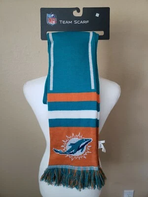 NEW MIAMI DOLPHINS KNIT SCARF 60"L x 6 1/2"W - Image 1 of 4