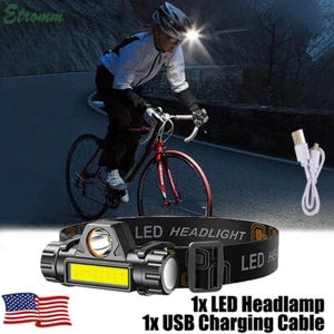LED Headlamp Headlight Flashlight USB Rechargeable Head Lamp Torch Waterproof US - Picture 1 of 11