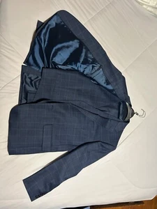 Calvin Klein Men's Blue Plaid Slim-Fit Formal Suit 3 Piece Blazer Size 42R - Picture 1 of 8
