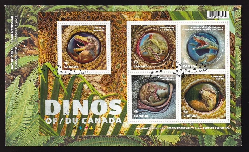 Dinos of Canada 2016 S/S FDC sc#2923 - Image 1 of 1