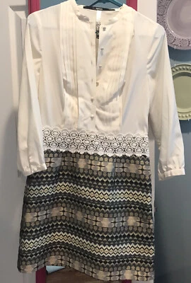 kensie embellished cream Ivory Gold multi color dress size S - Image 1 of 4