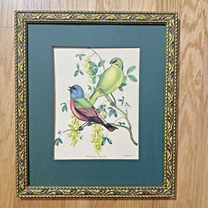 Vintage Vincent ~ bemalte Wimpelkette goldene Kette Litho gerahmt 19x22 - Bild 1 von 6