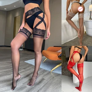 Collant donna in pizzo stay up coscia alta sexy coscia alta per donna - Foto 1 di 11