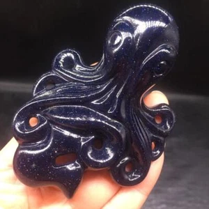 Cristallo di arenaria blu naturale quarzo polpo intagliato guarigione Reiki decorazione 1 pz - Foto 1 di 7