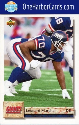 1992 Upper Deck New York Giants Football Card #127 Leonard Marshall - Image 1 of 2